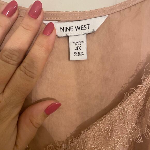 Nine‎ West Satin Lace Cami Pink Champagne Blush Adjustable Spaghetti Straps 4X - Picture 7 of 9
